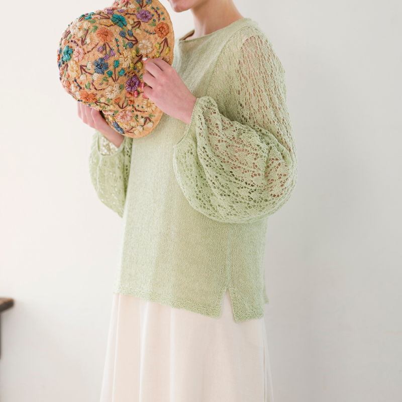 【糸セット】「毛糸だま2026春」P.49レーシースリーブのプルオーバー（S/M/Lサイズ）