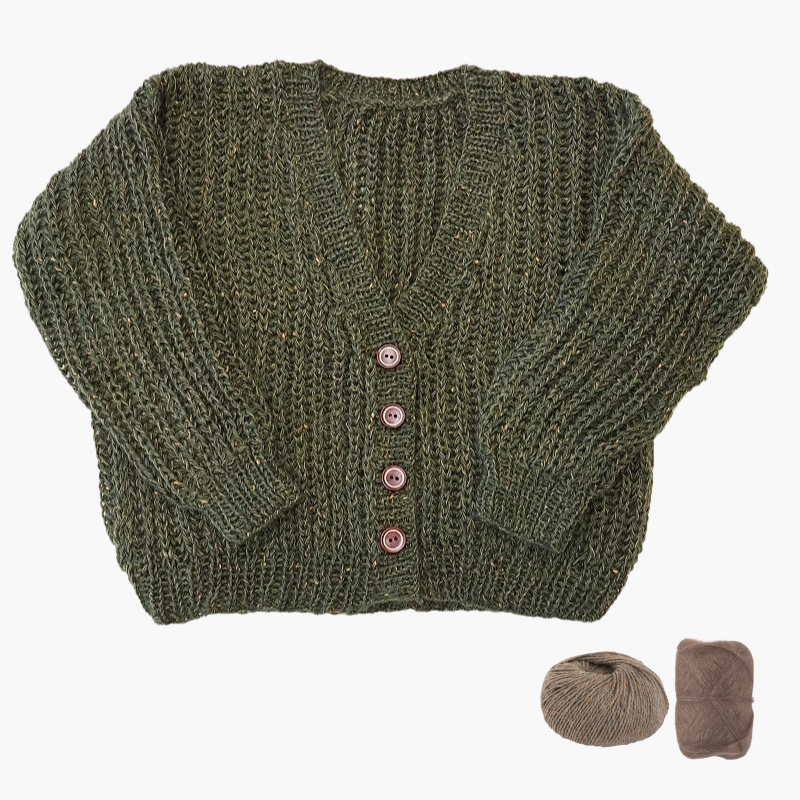 【Keitoキット】イギリスゴム編みのカーディガン（ベージュ）