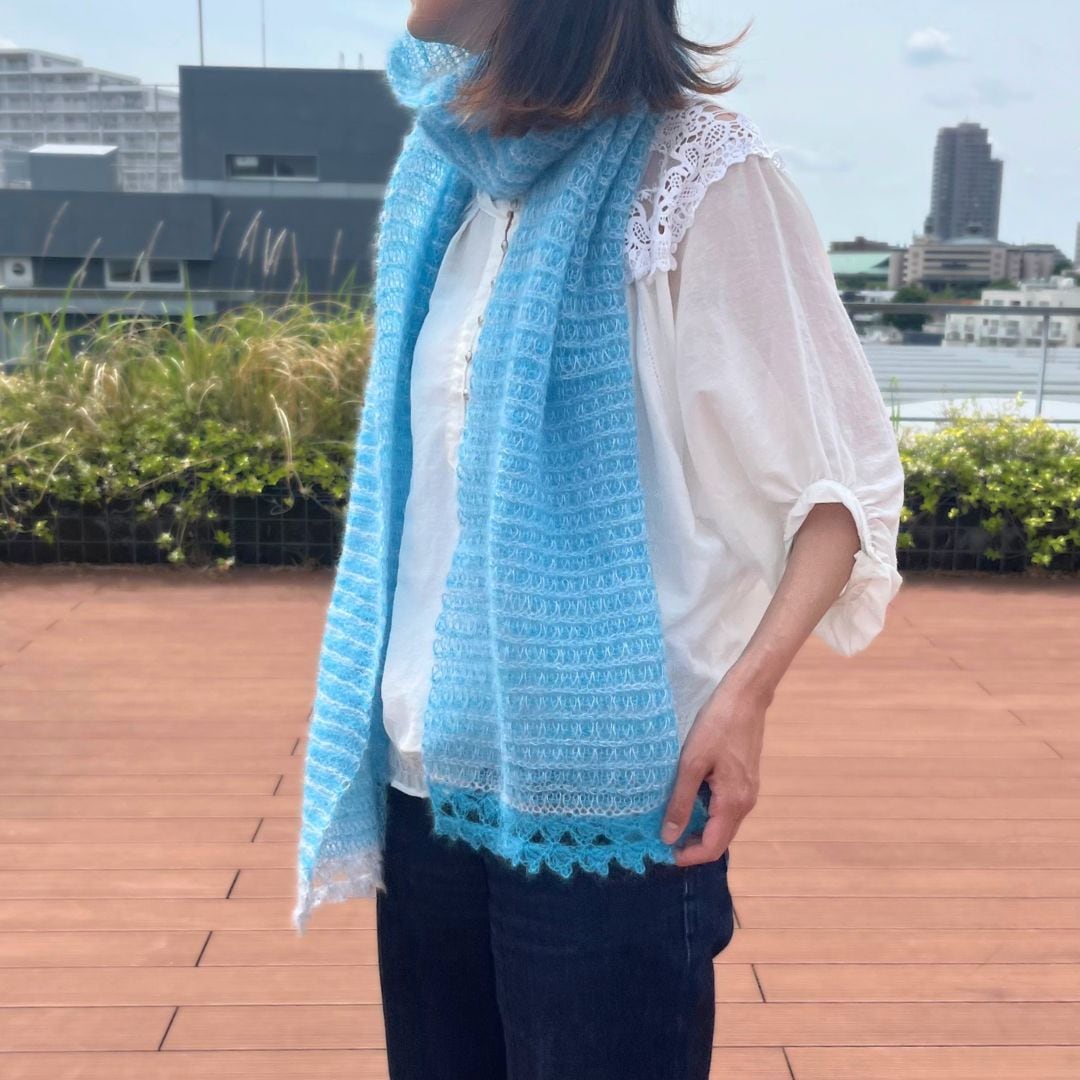 【Keitoキット】アフガン編みのモヘアストール(09375、30792)