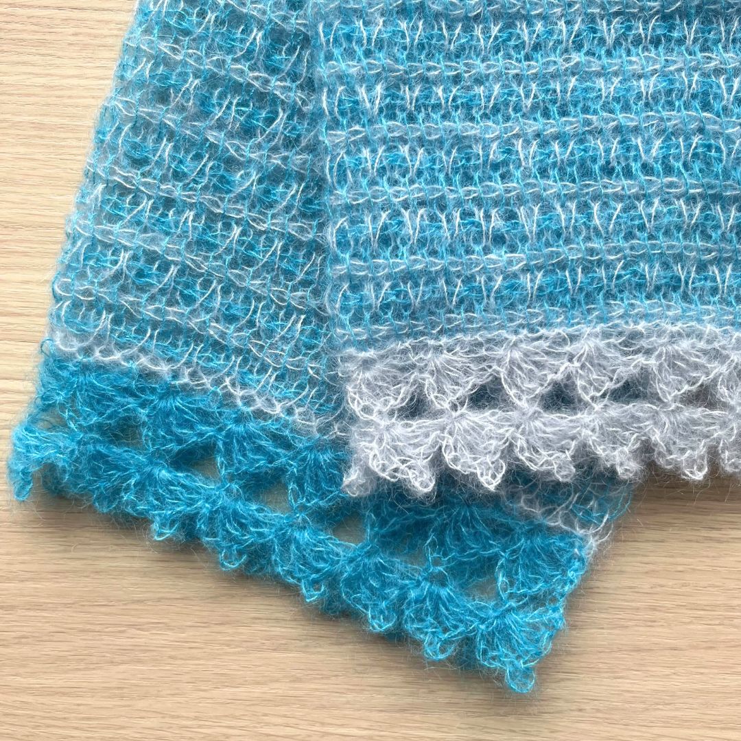 【Keitoキット】アフガン編みのモヘアストール(09375、30792)