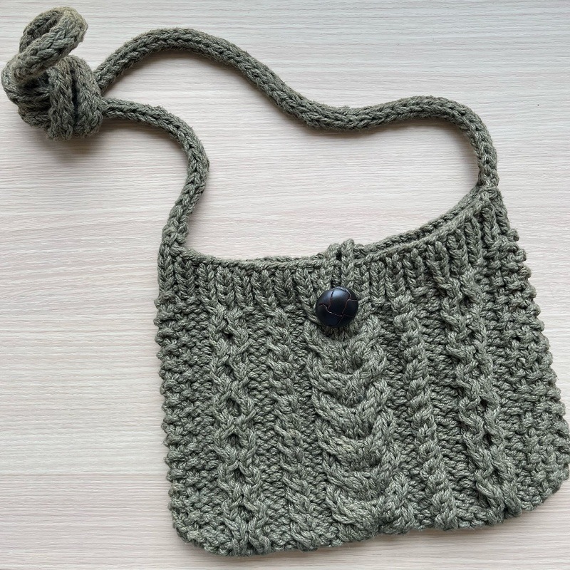 【Keitoキット】フェアリーフロスの縄編みバッグ（バーガンディ）