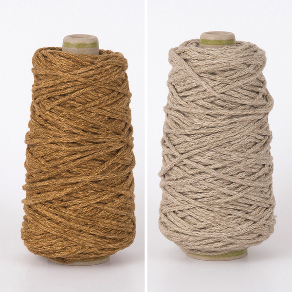 2色で編む縄編みバッグ（ベージュ×マスタード）