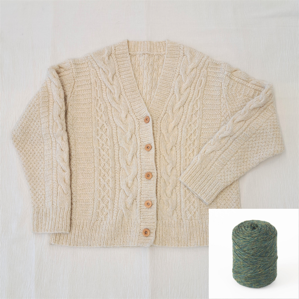 【Keitoキット】「カムバックのアランカーディガン」(06ミドリ)