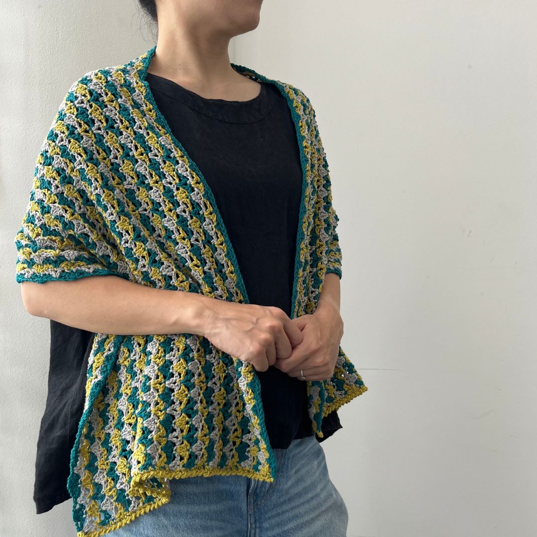 【Keitoキット】わたかみりりりの横編みショール（ホンムラサキ、ミソラ、ウノハナ）