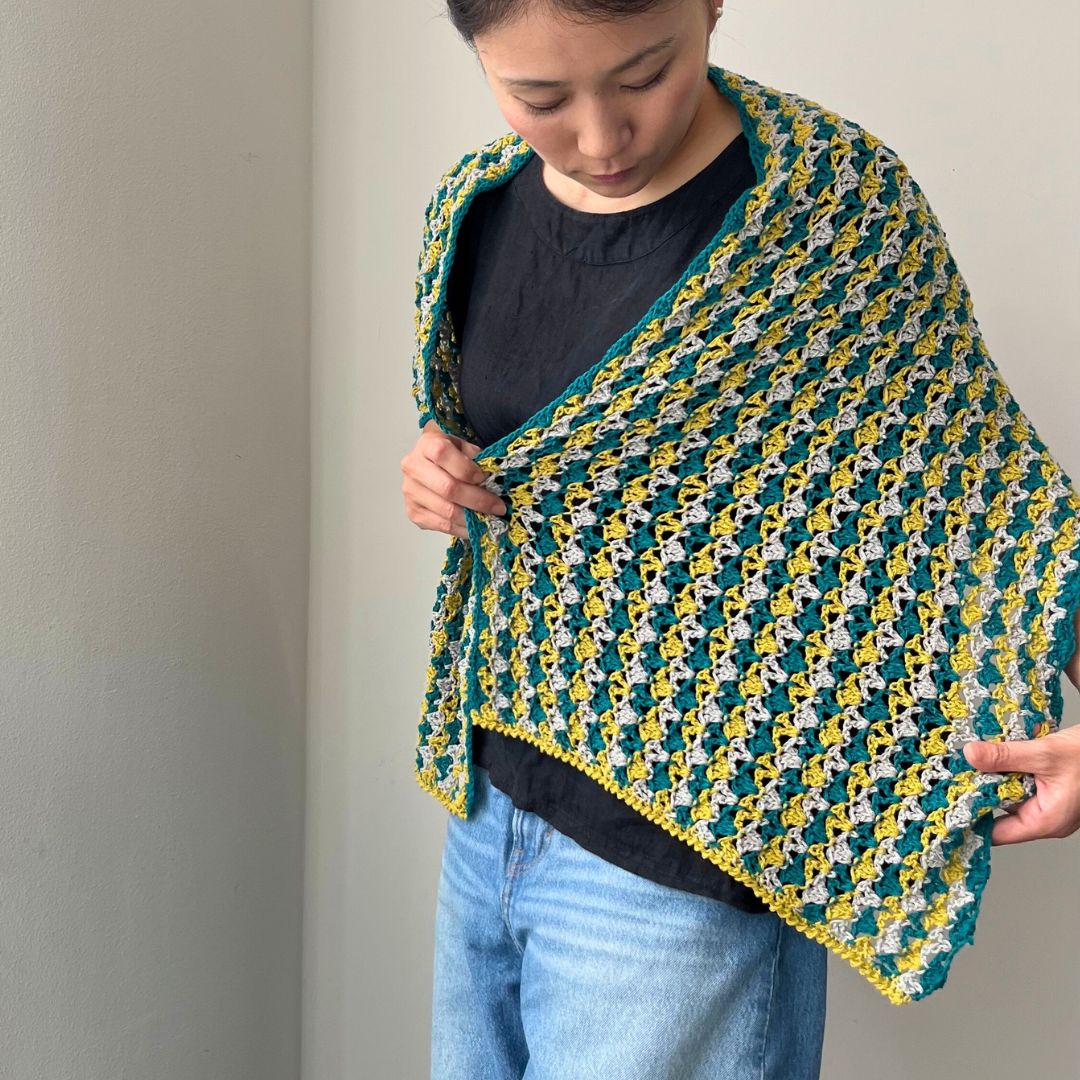 【Keitoキット】わたかみりりりの横編みショール（ホンムラサキ、ミソラ、ウノハナ）