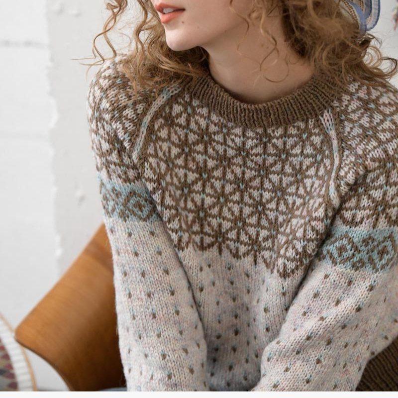 【糸セットS・Mサイズ】「毛糸だま2025秋」P.16うるりのノルディックセーター（サンプルカラー）