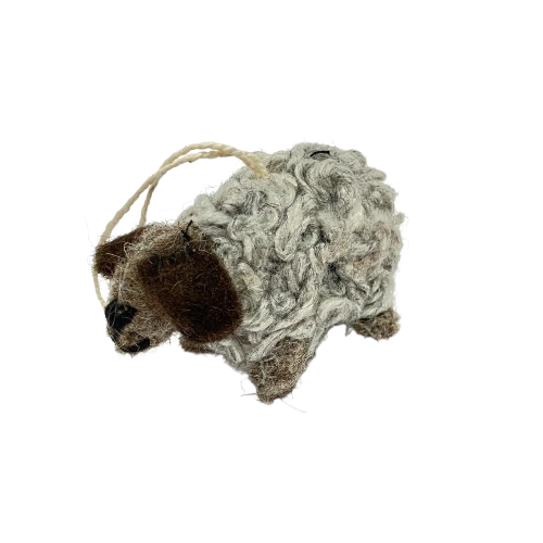 ウールひつじのストラップ　グレー　約7cm 