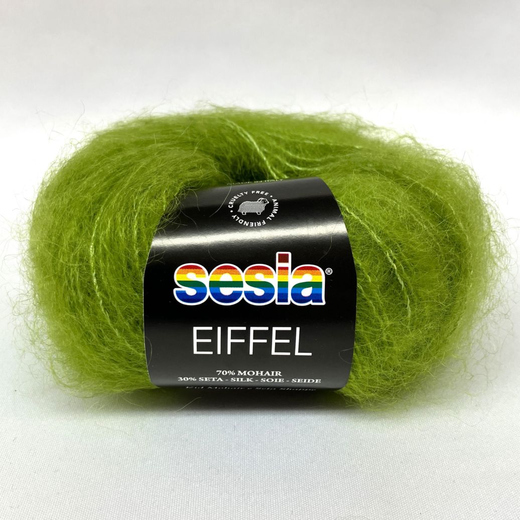 W910 EIFFEL(エッフェル) Sesia グラスグリーン 5390 モヘア70% シルク30% 75m/25g