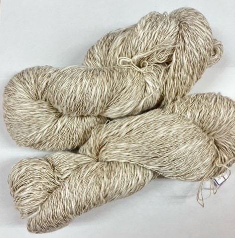 LC1.麻綿スラブ杢糸 白&グレー　麻50% 木綿50% 1１0g綛 