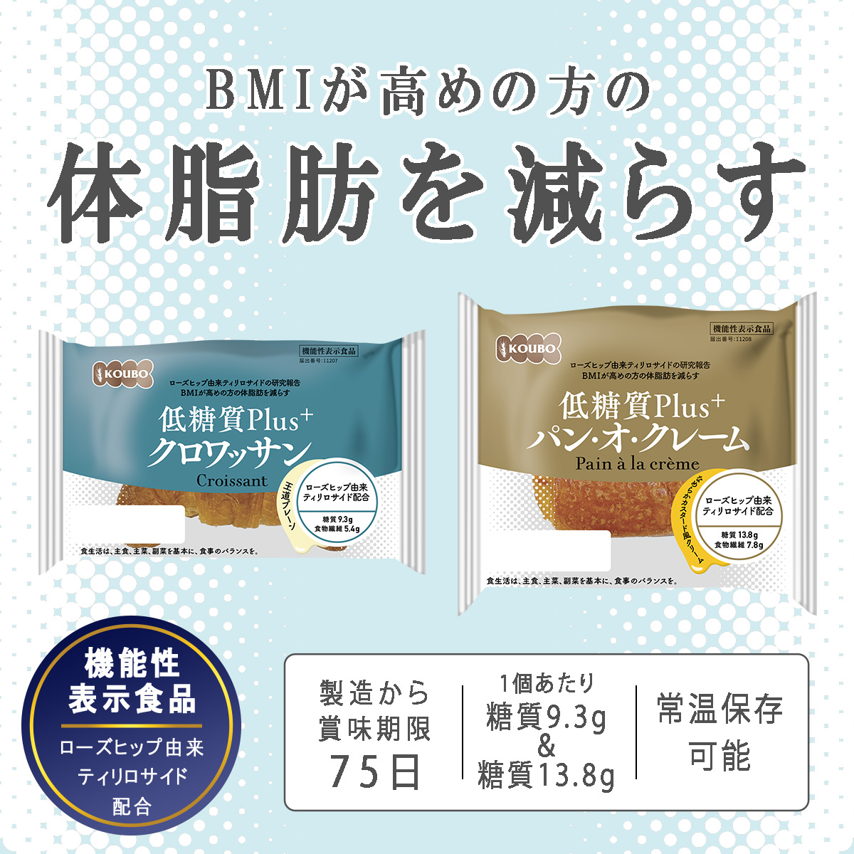 【機能性表示食品】低糖質Plus クロワッサン＋パン・オ・クレームセット 24個入り