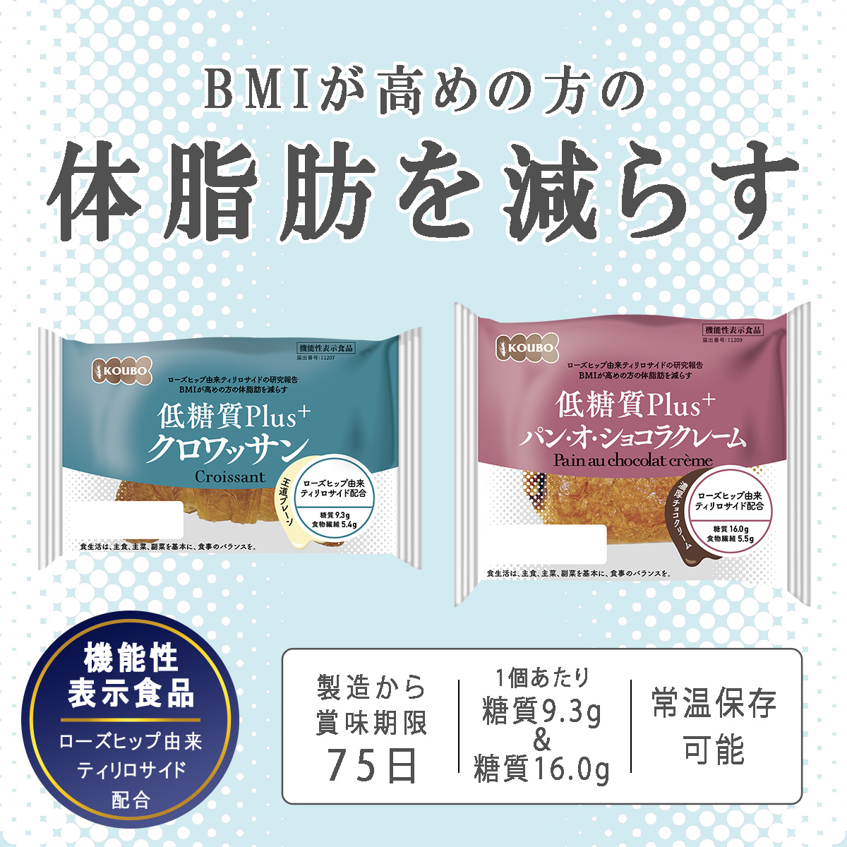 【機能性表示食品】低糖質Plus クロワッサン＋パン・オ・ショコラクレームセット 24個入り