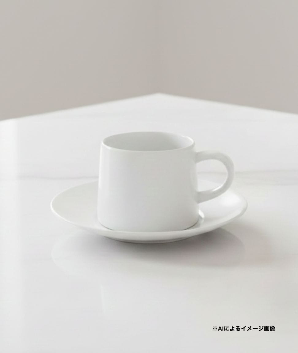 白山陶器】M型カップ＆ソーサー ホワイト｜ラムフロム - アートグッズ