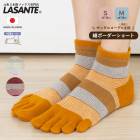 薄手 細ボーダー ショート 5本指ソックス S(22-24cm) M(24-26cm) 【10542】 日本製