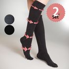 送料無料 ウール混 着圧 ハイソックス 同色同サイズ2足組 【40364】 S/M