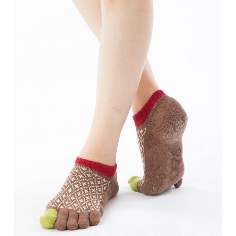 5本指ソックス Foot arch バイヤスダイヤ   アンクル   [130161]23-25cm ベーシックエアークッション knitido+ ニッティドプラス ヨガ ピラティス  オーガニックコットン