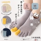 綿麻スニーカー 薄手 S(22-24cm) M(24-26cm) 【 60862 】 五本指靴下 