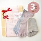 3足セットレディース ボタニカルダイギフトセット オーガニックコットン 日本製 5本指ソックス XS(320-22cm)S(22-24cm)M(24-26cm)