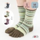 ジャカードウール混 S(22-24cm) M(24-26cm)【40893】日本製 五本指靴下 暖かい 冷え取り
