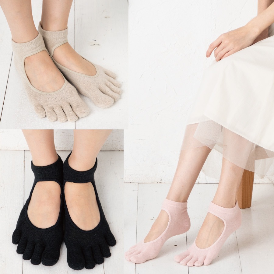 綿麻 アンクル フットカバー 5本指ソックス S(22-24cm) M(24-26cm 