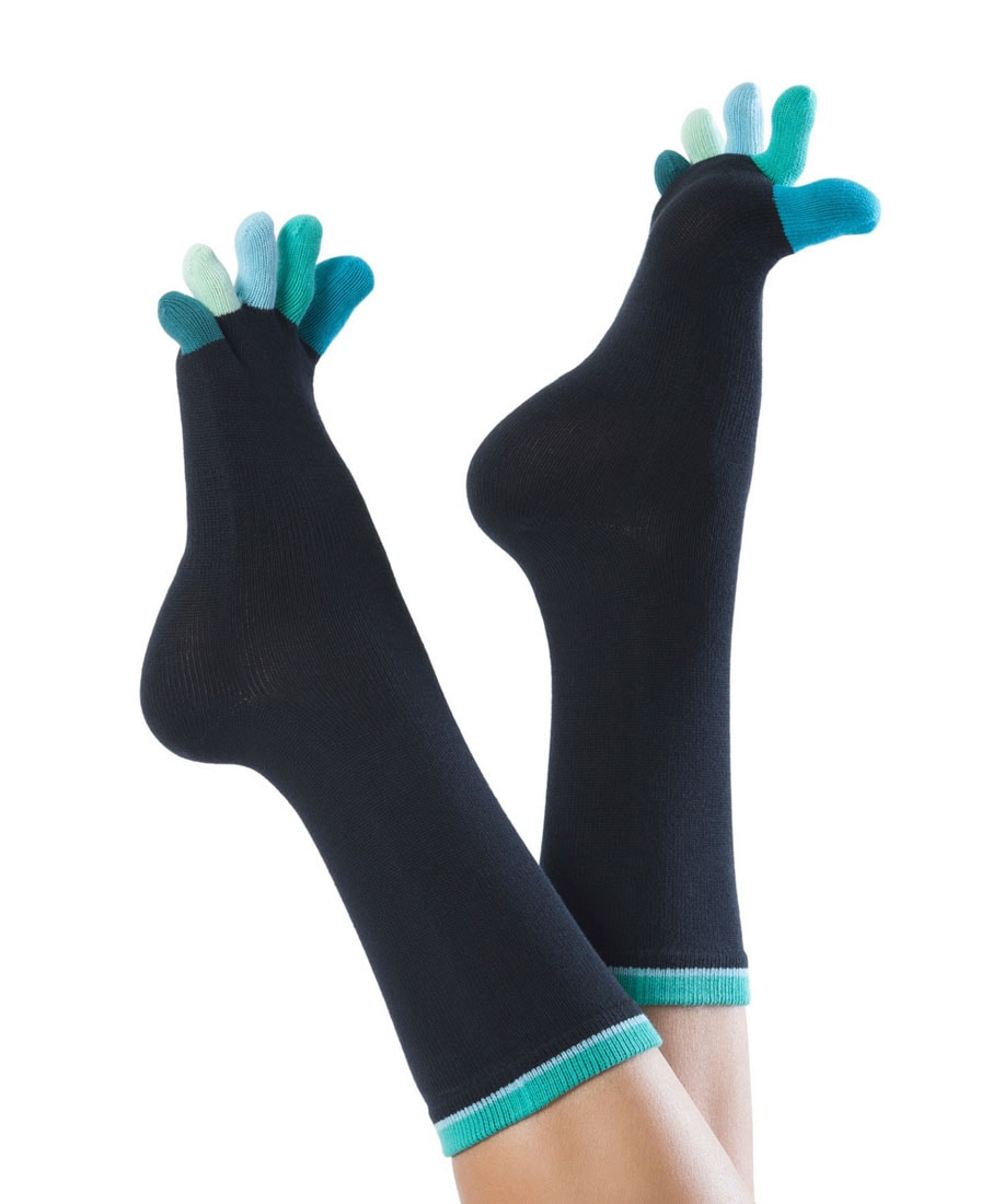 EU8305:指先マルチ5本指ソックスクルー丈(レインボー・カラフルな指先) 23-25cm 25-27cm 27-29cm