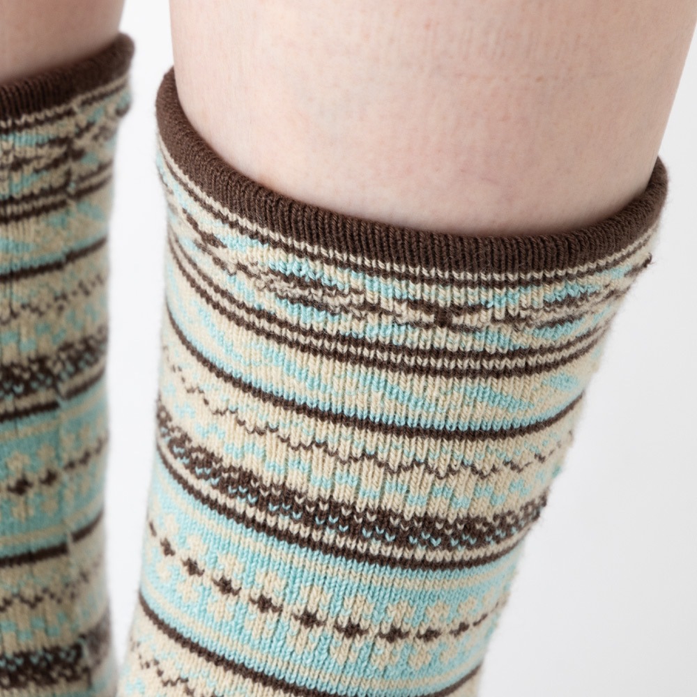 ジャカード ウール混 S(22-24cm) M(24-26cm) 【 40743 】 日本製 五本指靴下 五本指ソックス 5本指靴下 5本指ソックス レディース メンズ 暖かい クルー丈 保温 冷え取り