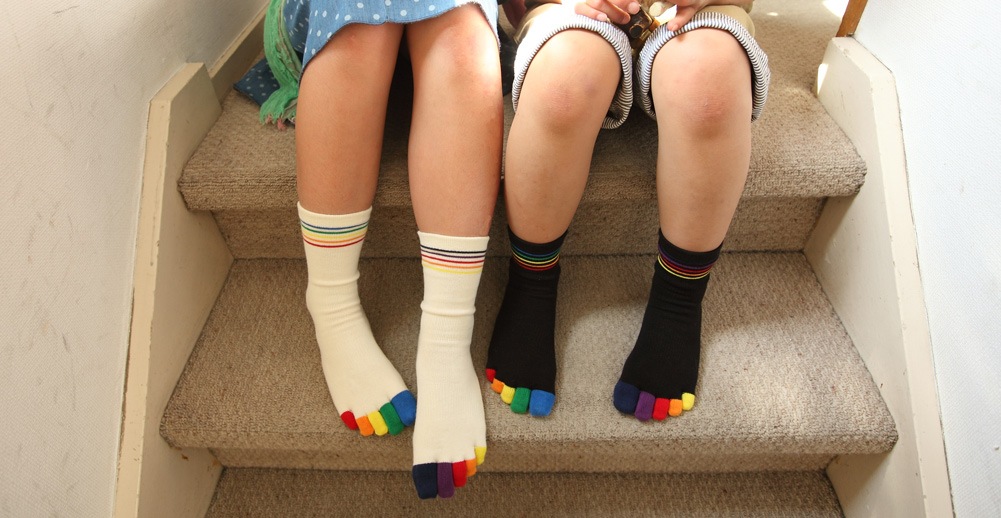 5本指ソックス(5本指靴下)虹KIDSキッズ【6130】(16-18cm)(19-21cm)