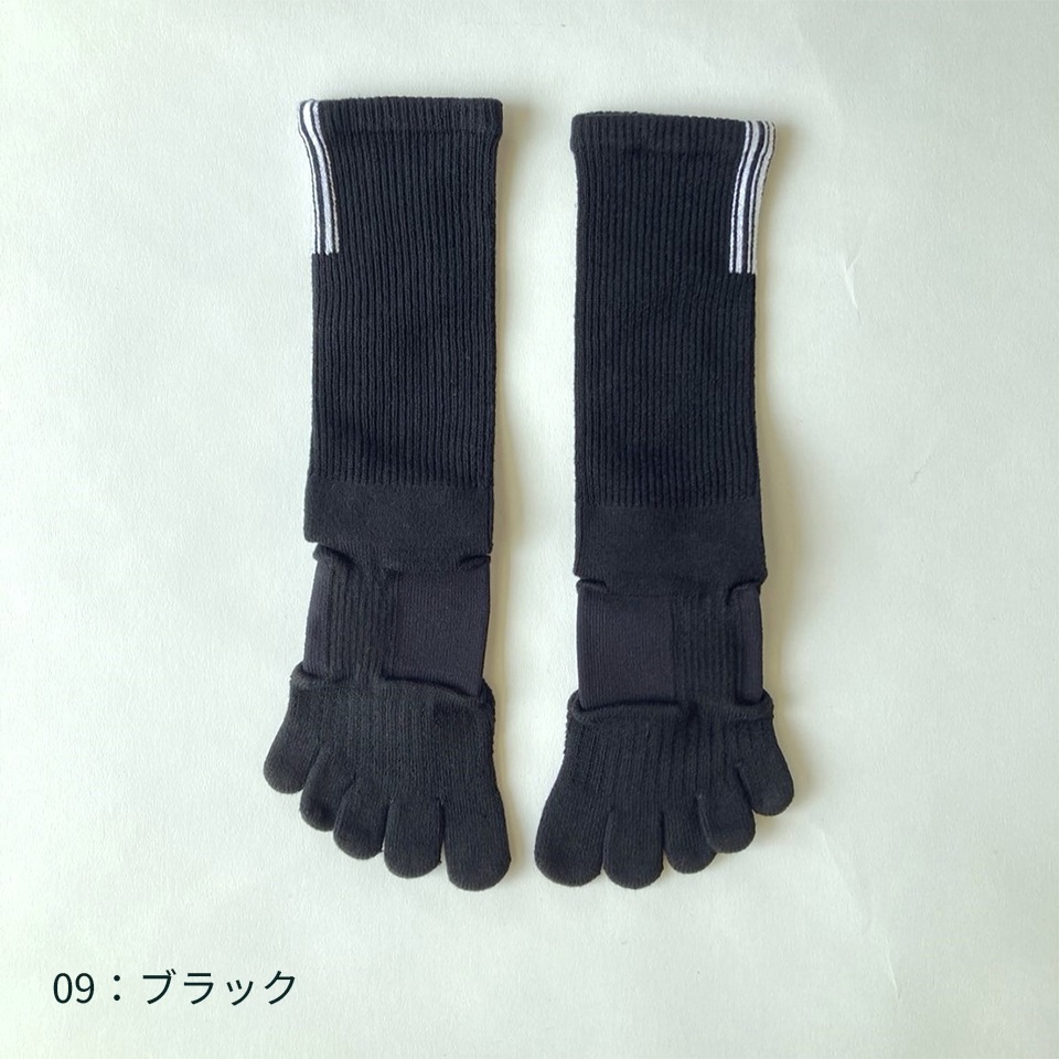 5本指ソックス タグストライプ ハイクルー ( サポート )  [131086] 23-25cm 25-27cm ラン エアークッション knitido+ ニッティドプラス ランニング ヨガ ピラティス 五本指 靴下
