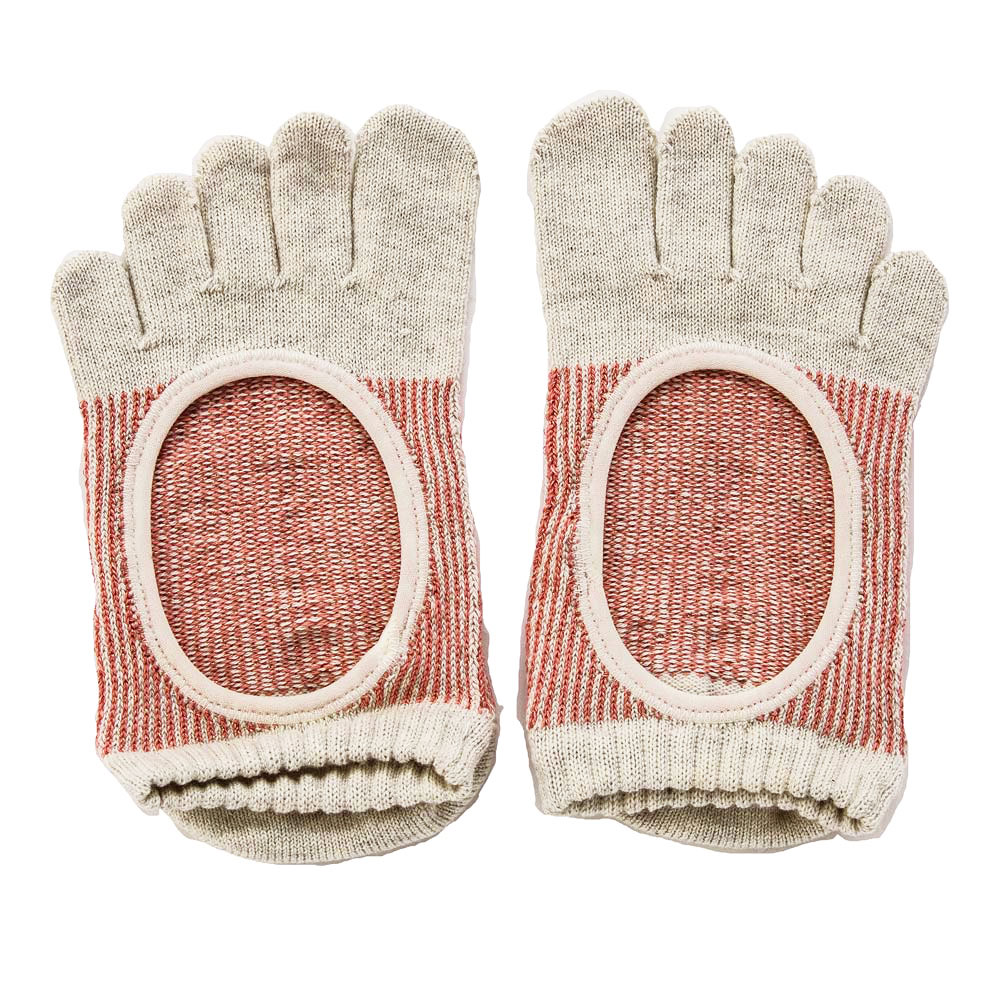 5本指ソックス 光沢ピンストライプ   カバー   [140203]23-25cm コアグリップ knitido+ ニッティドプラス ヨガ ピラティス  オーガニックコットン