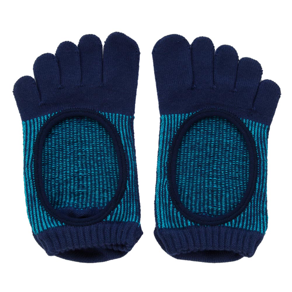 5本指ソックス 光沢ピンストライプ   カバー   [140203]23-25cm コアグリップ knitido+ ニッティドプラス ヨガ ピラティス  オーガニックコットン