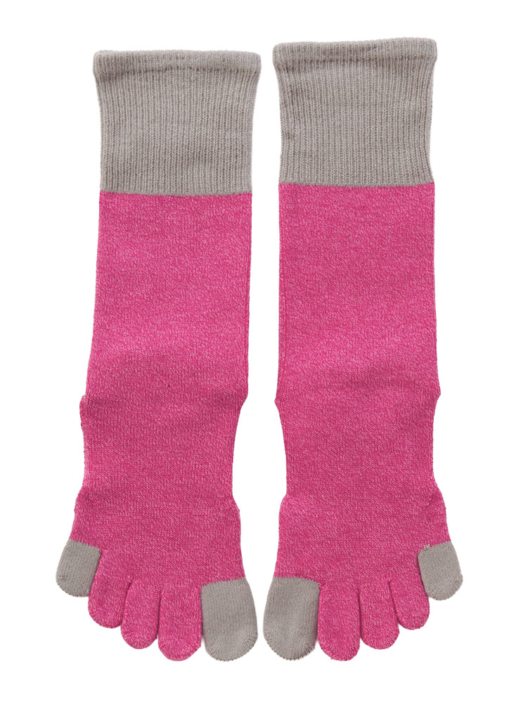 5本指ソックス Foot arch 撚杢バイカラー   ハイクルー   [130106]23-25cm ベーシックエアークッション knitido+ ニッティドプラス ヨガ ピラティス  オーガニックコットン