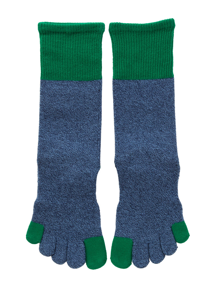 5本指ソックス Foot arch 撚杢バイカラー   ハイクルー   [130106]23-25cm ベーシックエアークッション knitido+ ニッティドプラス ヨガ ピラティス  オーガニックコットン