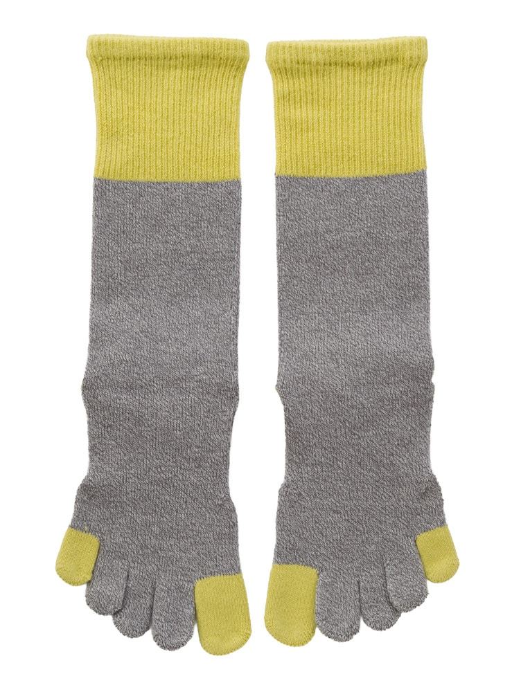 5本指ソックス Foot arch 撚杢バイカラー   ハイクルー   [130106]23-25cm ベーシックエアークッション knitido+ ニッティドプラス ヨガ ピラティス  オーガニックコットン