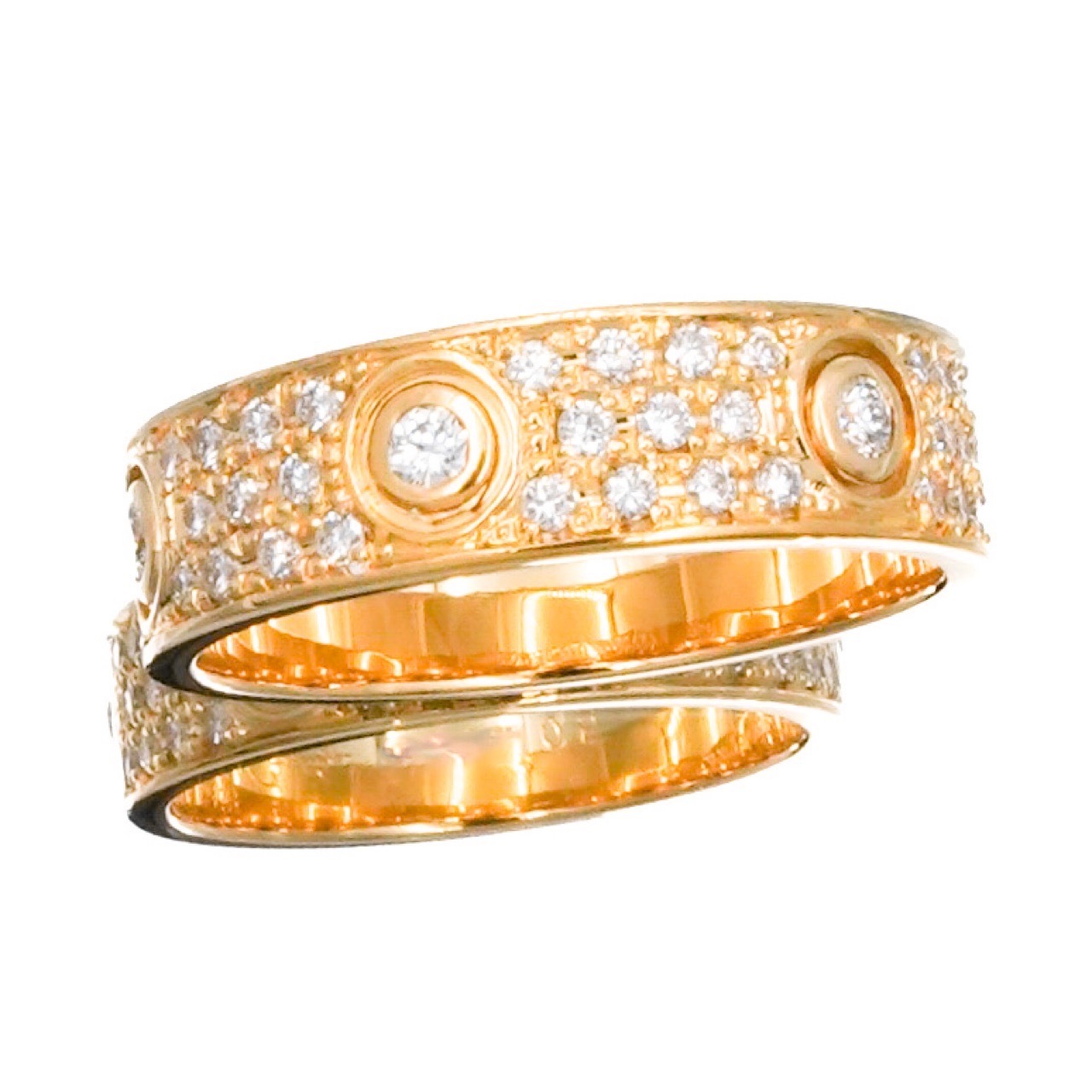 トリニティリング YG・PG 2連 18号 ダイヤ | CARTIER | LE