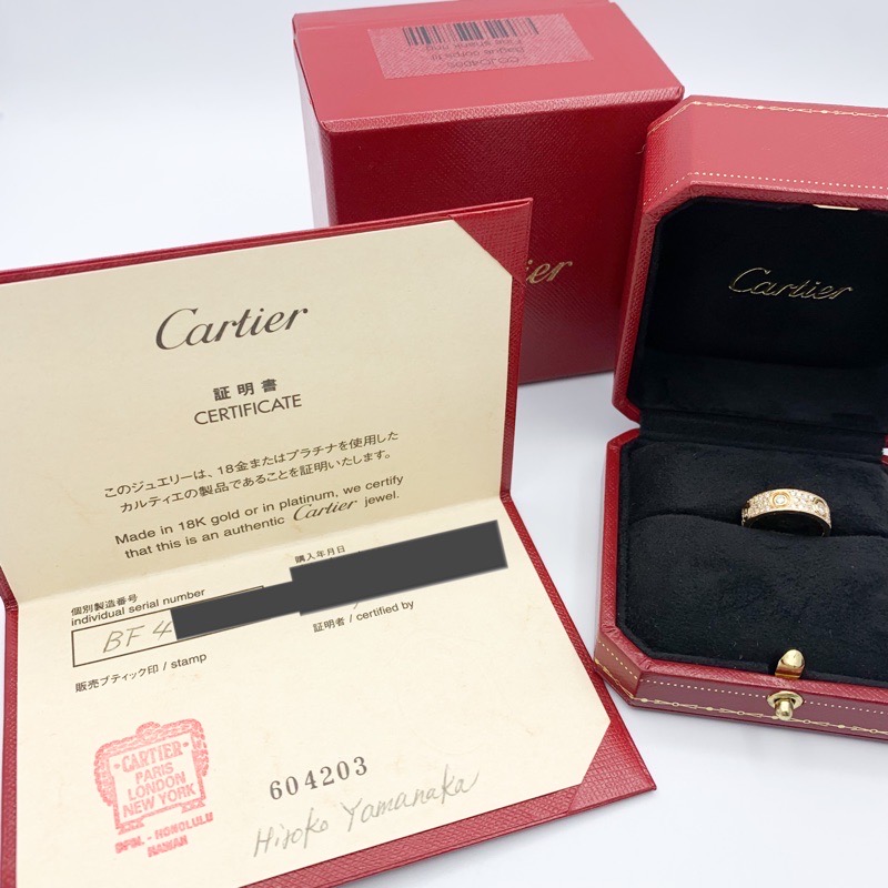 洗練ジュエリー【Cartier】LOVE リング ダイヤモンド8石 YG ギフト♪【国内発送☆Cartier】LOVE リング ダイヤモンド 6個