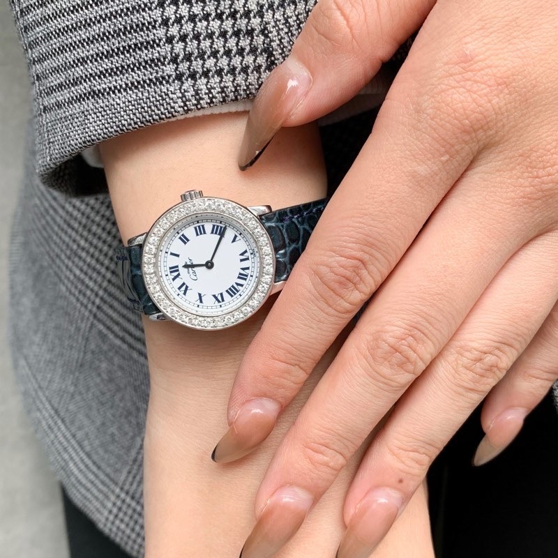 天然ダイヤ鑑別書カルティエ☆ロンドダイヤベゼルスモセコ