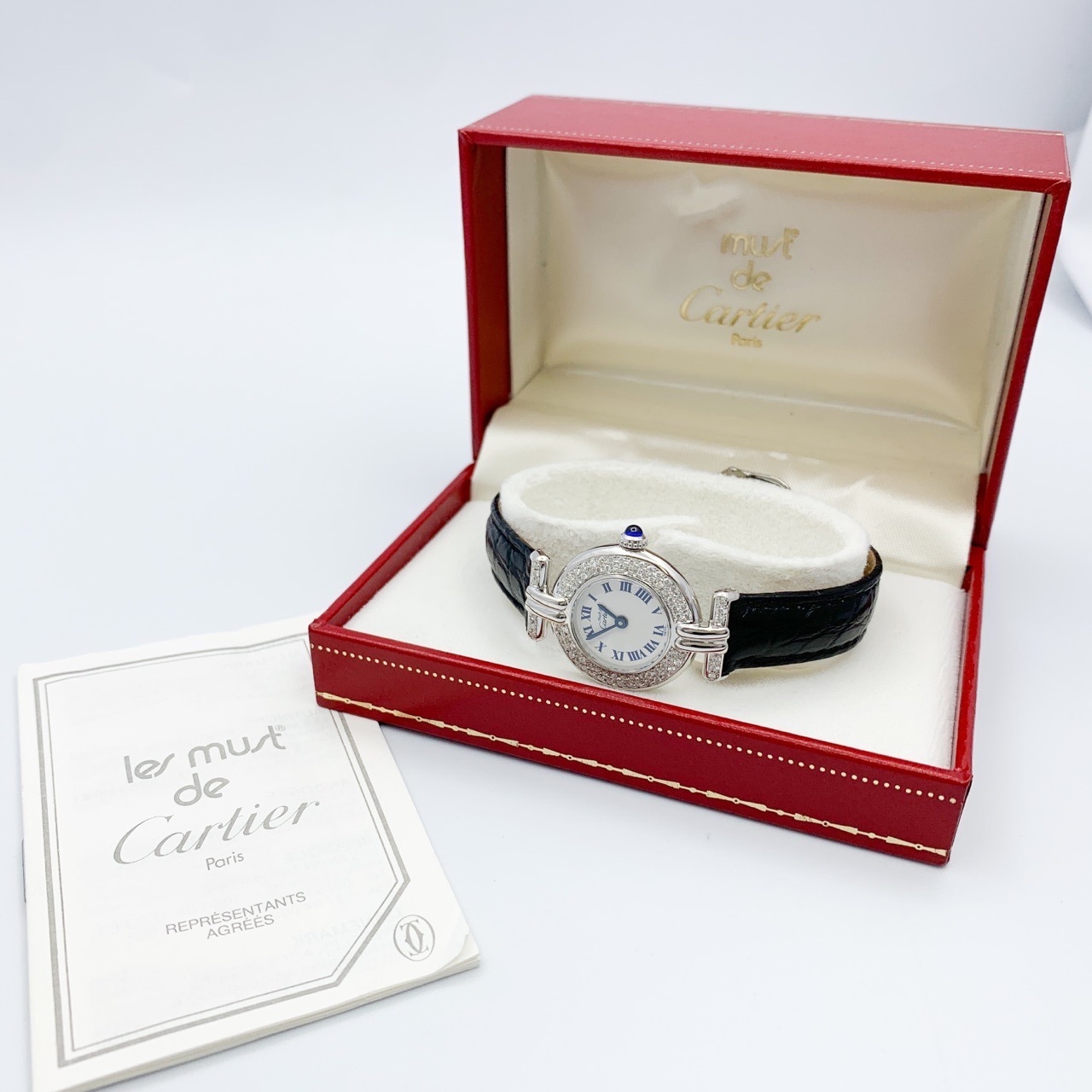 m de Cartier アドレス帳 マストコリゼ ローマン文字盤 シルバー 2重ダイヤ | CARTIER