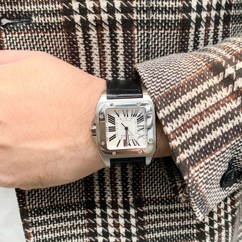 〇Cartier サントス 100 LM 2656 革ベルト FZ8118 カルティエ サントス100 LMサイズ 革ベルト - 腕時計専門店THE