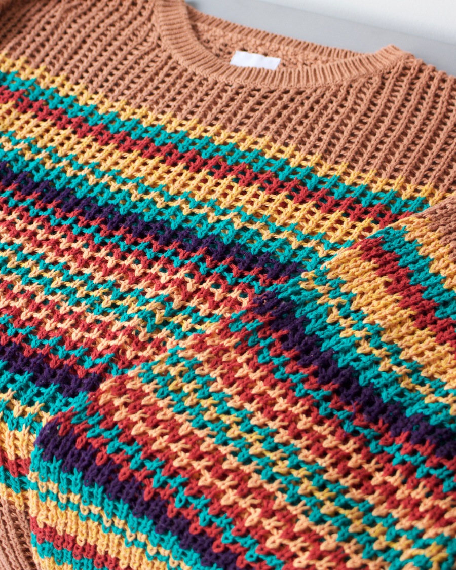 Sasquatchfabrix. (率åե֥å) | MESH KNIT " MEX BORDER " (å˥å) - LIGHT BROWN , NAVY