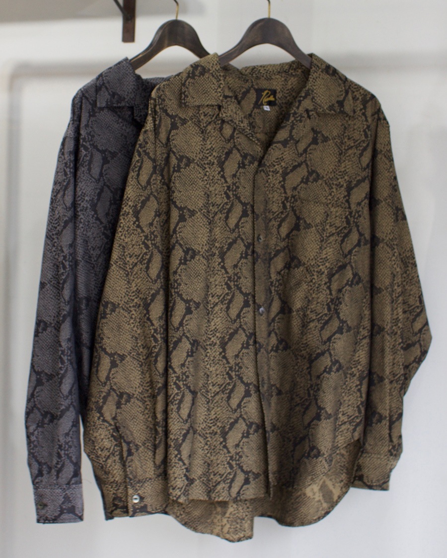 NEEDLES (�ˡ��ɥ륺) | One Up Shirt - PE/C Python Jacquard (��󥢥åץ���� - �ѥ����󥸥㥬����) - A-Brown , B-Grey