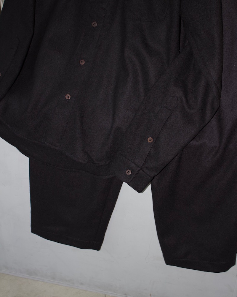 FRANK LEDER (�ե�󥯥꡼����) | BAVARIAN LODEN WOOL PLAIN SHIRT (�С��Хꥢ������ǥ󥦡���ץ졼�󥷥��) - BLACK