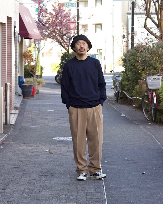 MAATEE&SONS (ޡƥɥ) | SILK LONG SLEEVE TEE (륯󥰥꡼֥ƥ) - NAVYTOP