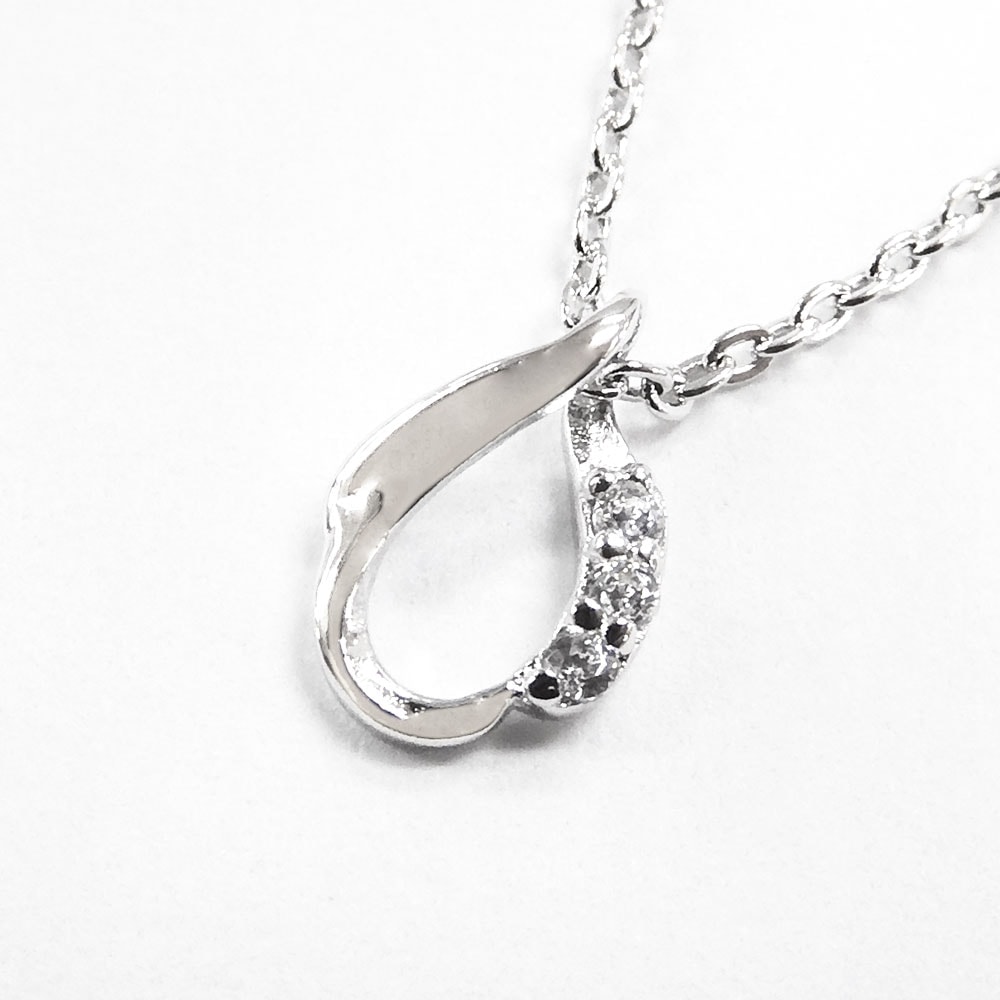 レディースネックレス CZ シルバー925 ロジウムコーティング SN36-087 ドロップ型 Cheri