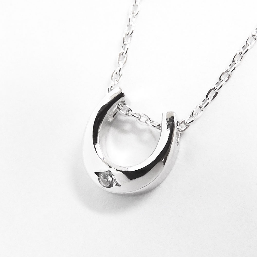 レディースネックレス CZ シルバー925 ロジウムコーティング SN36-095 馬蹄型 Cheri