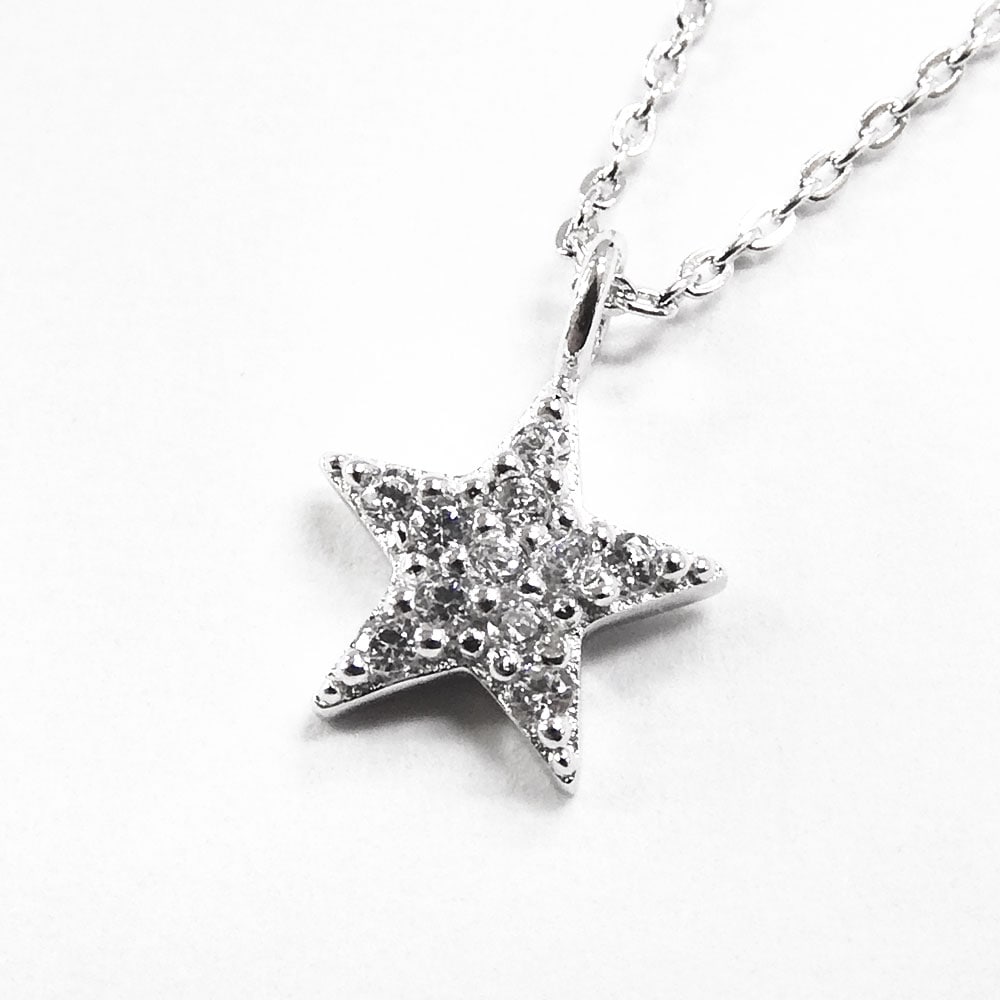 レディースネックレス CZ シルバー925 ロジウムコーティング SN36-096 スター型 Cheri