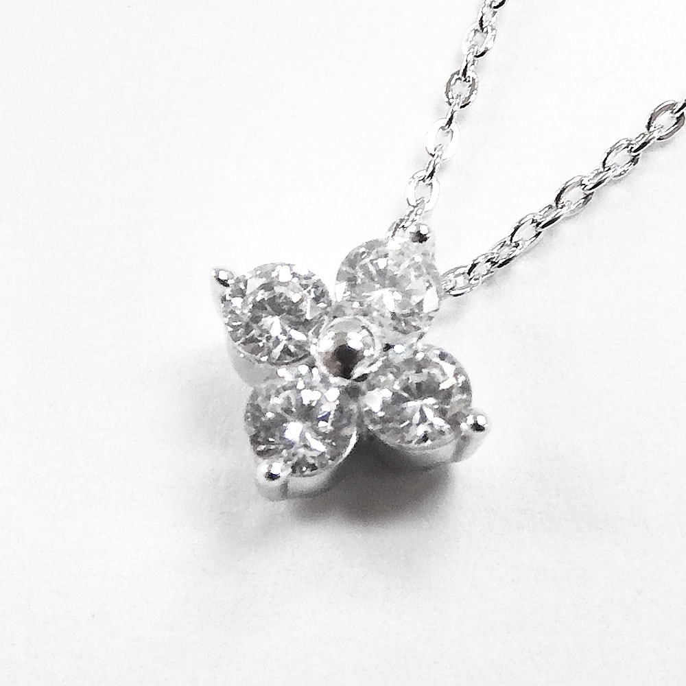 レディースネックレス CZ シルバー925 ロジウムコーティング SN36-093 フラワー型 Cheri