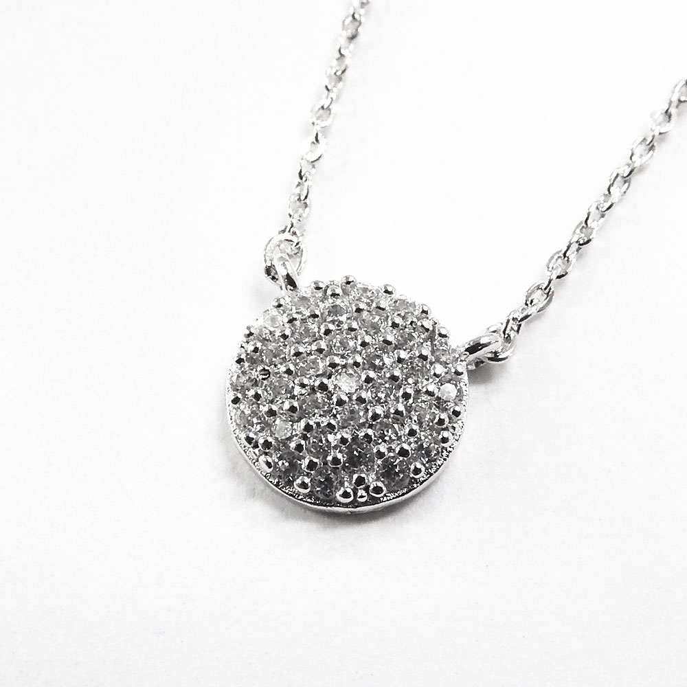 レディースネックレス CZ シルバー925 ロジウムコーティング SN36-097 サークル型 Cheri