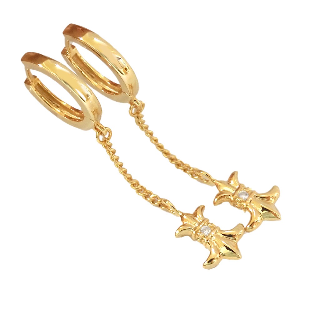 ペアピアス 百合 モチーフ フープピアス 【CZ】K23RPG ゴールド ブラック ホワイト メンズ レディース シルバー925 ロイヤル スタッグ ゼスト