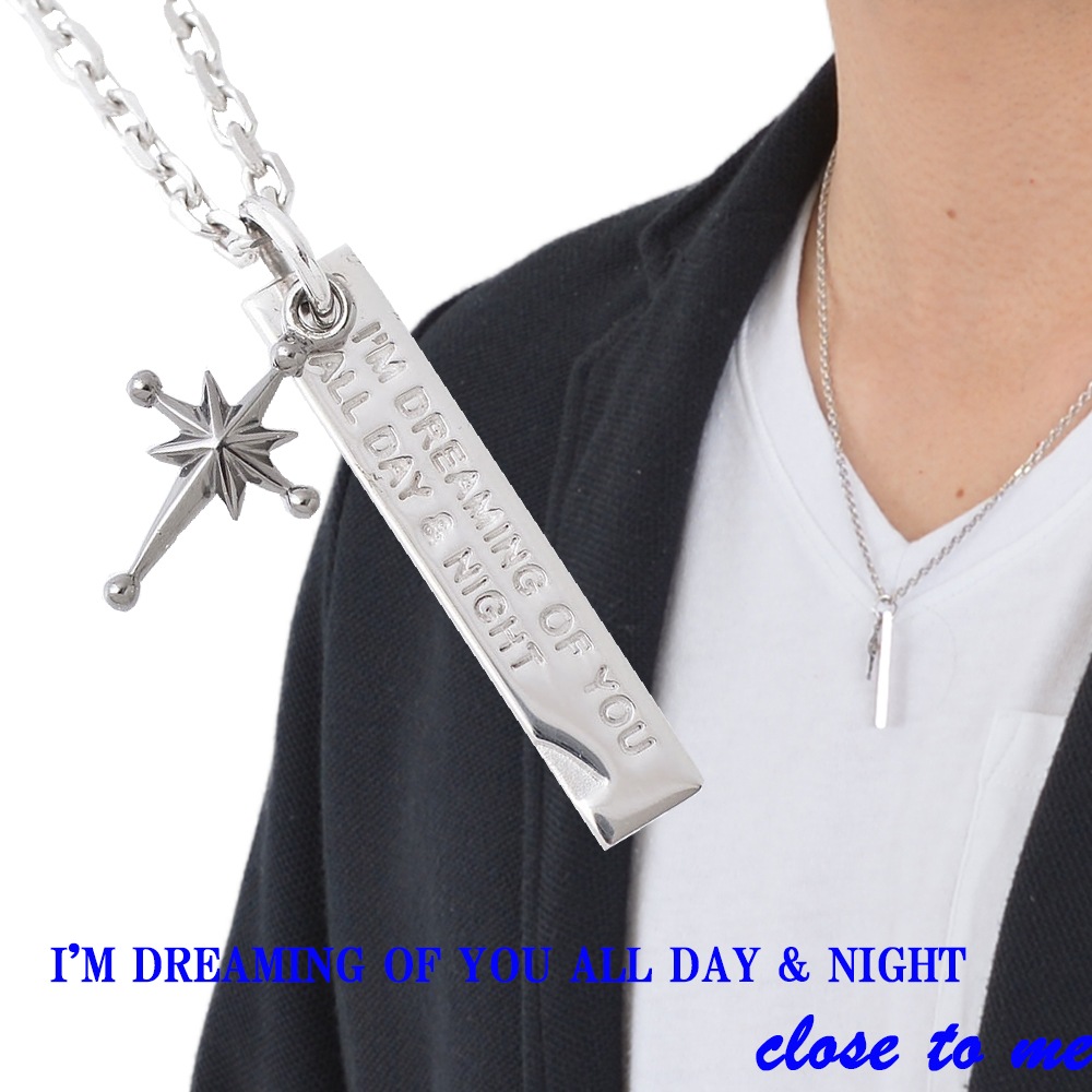 ペアネックレス プレート ハート クロス 重なるペア 特別限定フラワーBOX close to me ペアアクセサリー