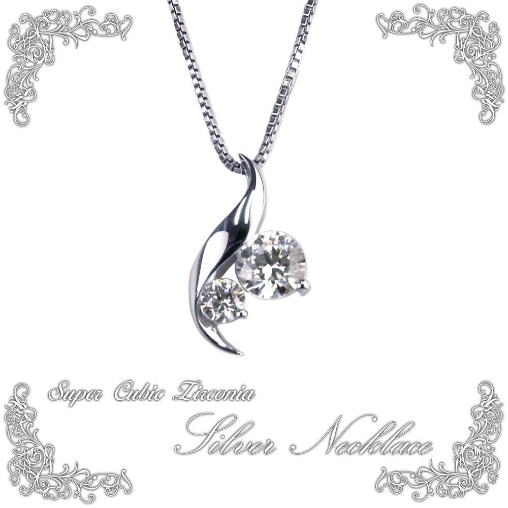 テディベア付き レディース ネックレス【ダイヤのような輝き】スーパーキュービックジルコニア シルバー925 プレゼントやギフトにピッタリ Cheri