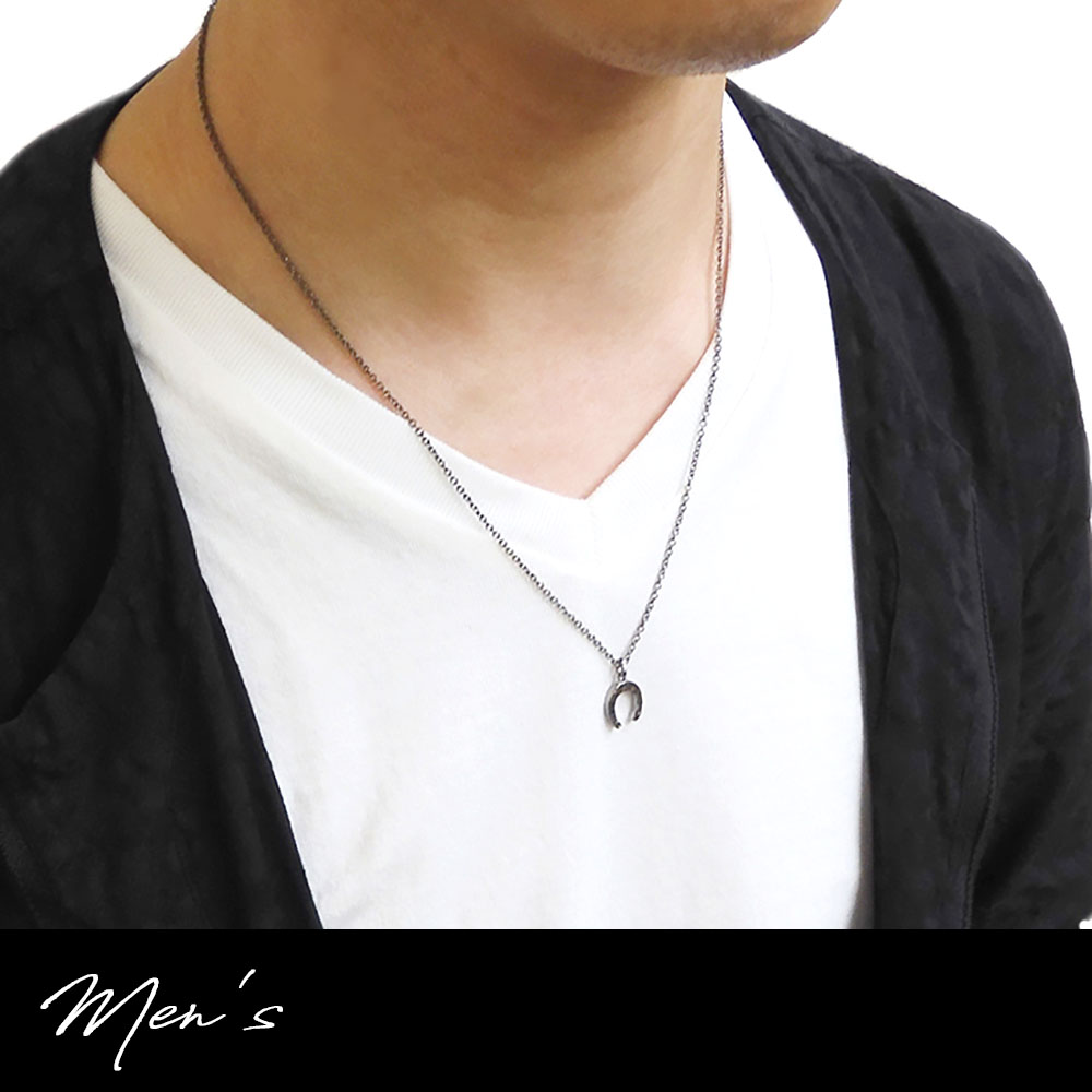 Silver925 馬蹄チェーンネックレス 刻印入り ユニセックス 55cm 楽天市場】チェーンネックレス ステンレス マンテルネックレス
